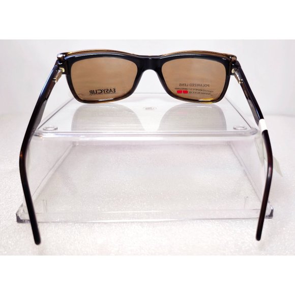 Brown Amber EasyClip Polarized Eyeglasses Matte Shiny Unisex Small 50-17-135 NWT - Picture 10 of 12